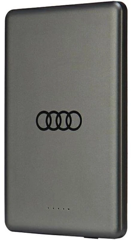 „Audi“ 15 W belaidė išorinė baterija, 5000 mAh, pilka, su dideliu logotipu, „MagSafe“ AU-MWPB5000-GT/D1-GY