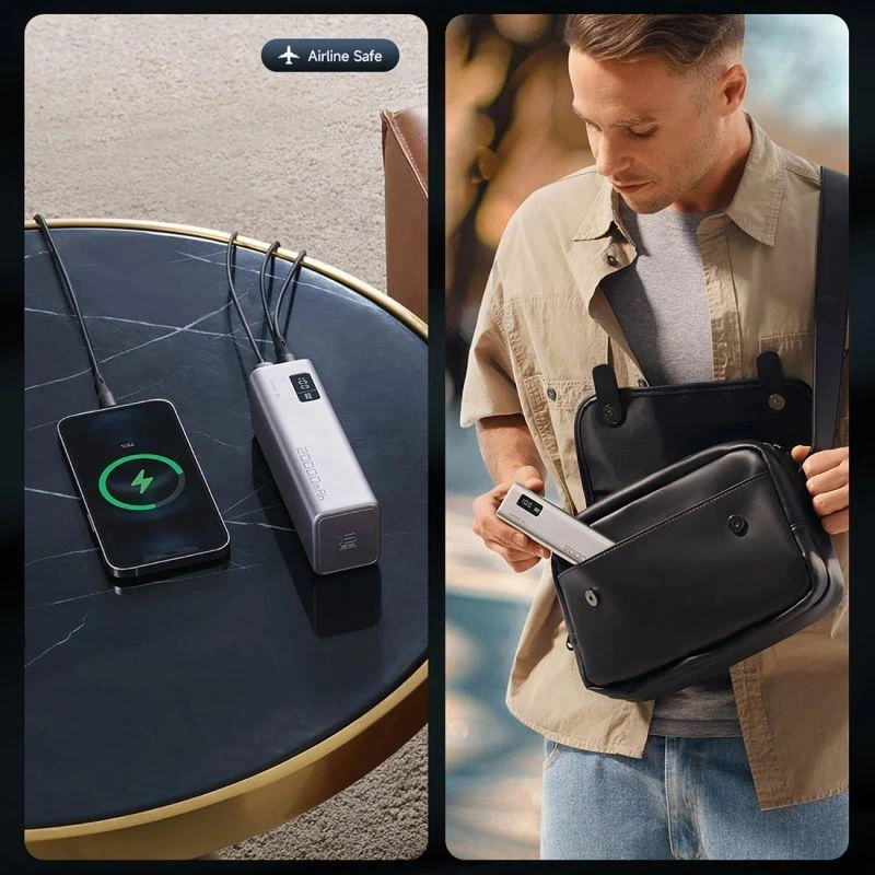 Powerbank Cuktech CUKP200XGLGR 100W 20000mAh 2 x USB-C 1 x USB-A - pilkas