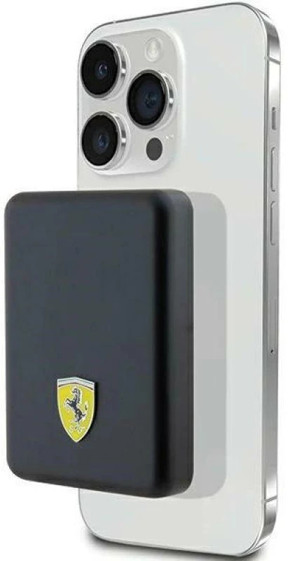 Ferrari Powerbank FEPB5MNCAK 15W 5000mAh juodos spalvos Metal Logo MagSafe