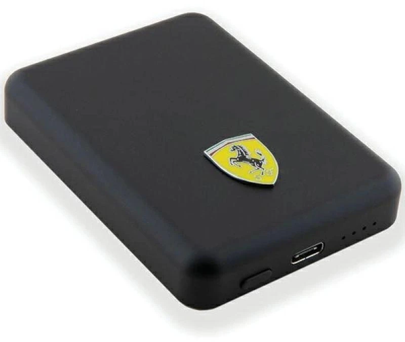 Ferrari Powerbank FEPB5MNCAK 15W 5000mAh juodos spalvos Metal Logo MagSafe