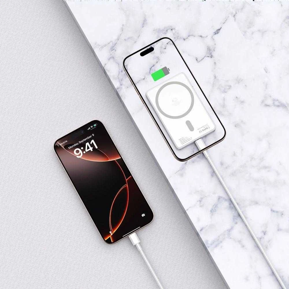 Nešiojamoji baterija „Tech-Protect PB33 LifeMag MagSafe 5000mAh“ – sidabro spalvos