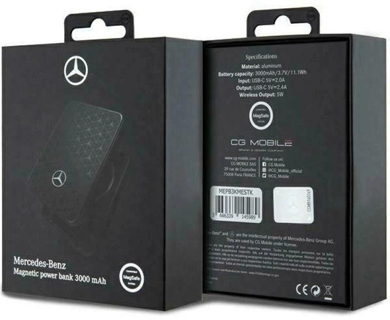 Mercedes Powerbank MEPB3KMESTK 5W 3000mAh juodos spalvos MagSafe