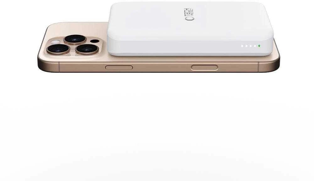 Išorinė baterija „Tech-Protect PB24 LifeMag QI2 MagSafe 10000 mAh“ – baltos spalvos