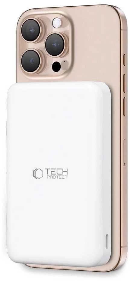 Išorinė baterija „Tech-Protect PB24 LifeMag QI2 MagSafe 10000 mAh“ – baltos spalvos