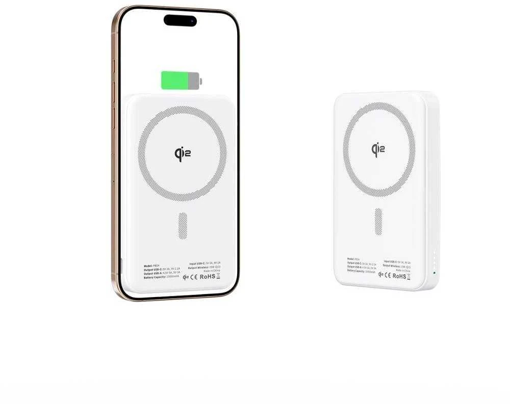 Išorinė baterija „Tech-Protect PB24 LifeMag QI2 MagSafe 10000 mAh“ – baltos spalvos