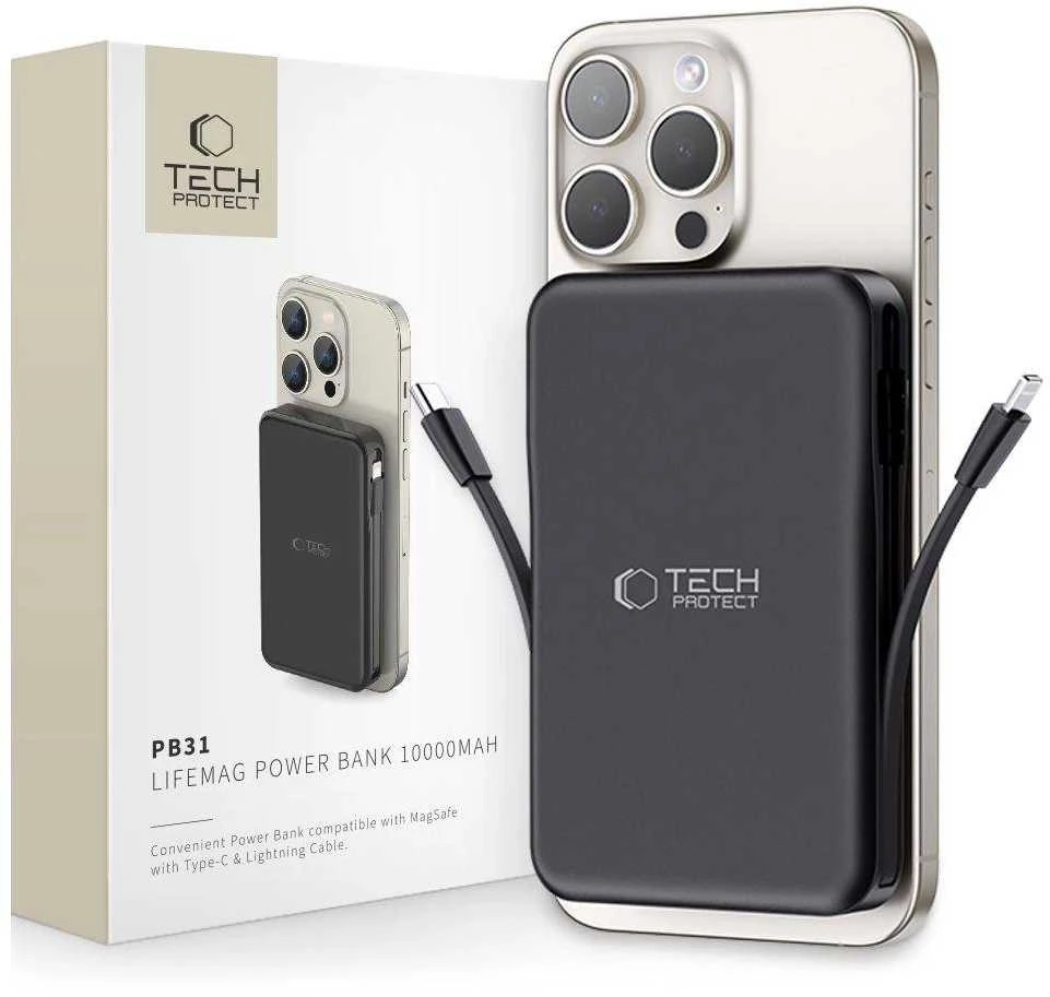 Tech-Protect PB31 LifeMag MagSafe powerbank 10000MAH juodos spalvos