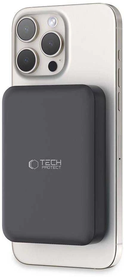 Tech-Protect LifeMag PB11 Powerbank su MagSafe 10000mAh 15W USB-C port – juodos spalvos + USB-C kabelis