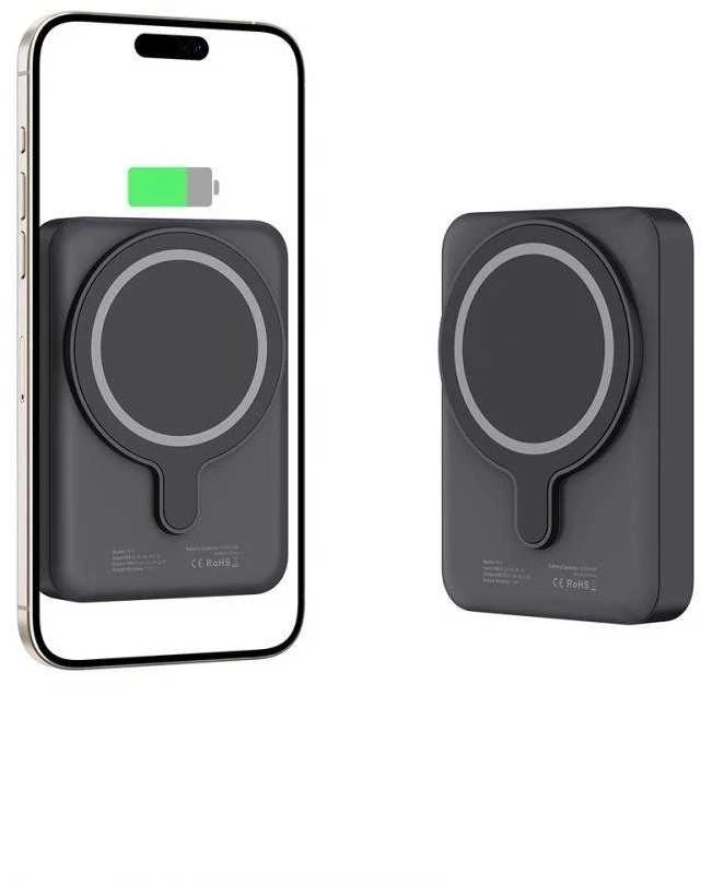 Tech-Protect LifeMag PB11 Powerbank su MagSafe 10000mAh 15W USB-C port – juodos spalvos + USB-C kabelis