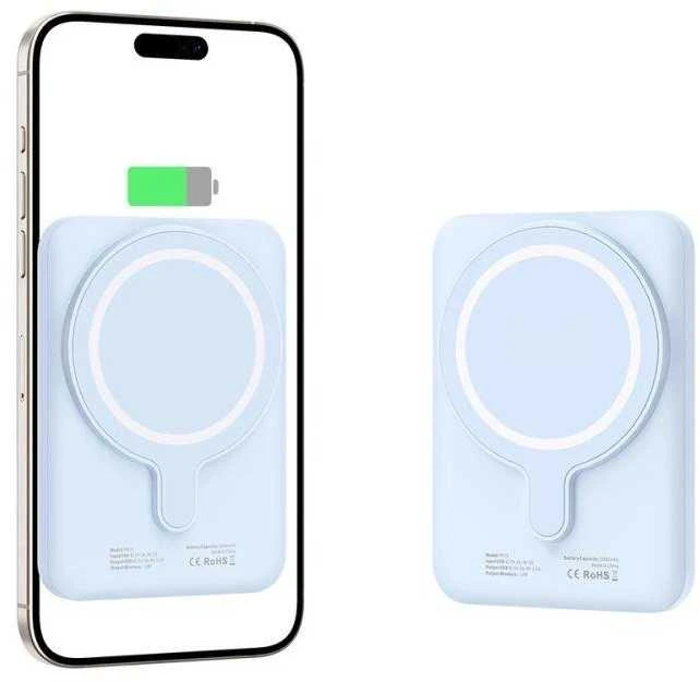 Tech-Protect LifeMag PB10 Powerbank su MagSafe 5000mAh 15W USB-C port – mėlynos spalvos + USB-C kabelis