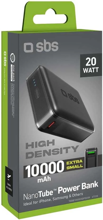 SBS 10,000 mAh power bank su Power Delivery technology juodos spalvos