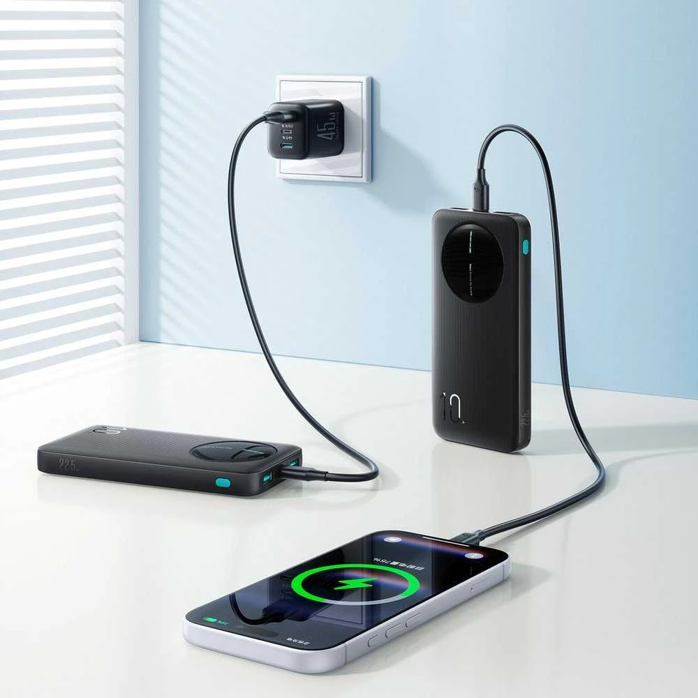 Joyroom JR-PBF12 Pro Powerbank 22.5W 10000mAh with Digital Ekranas 2x USB-A 1x USB-C - Juodas