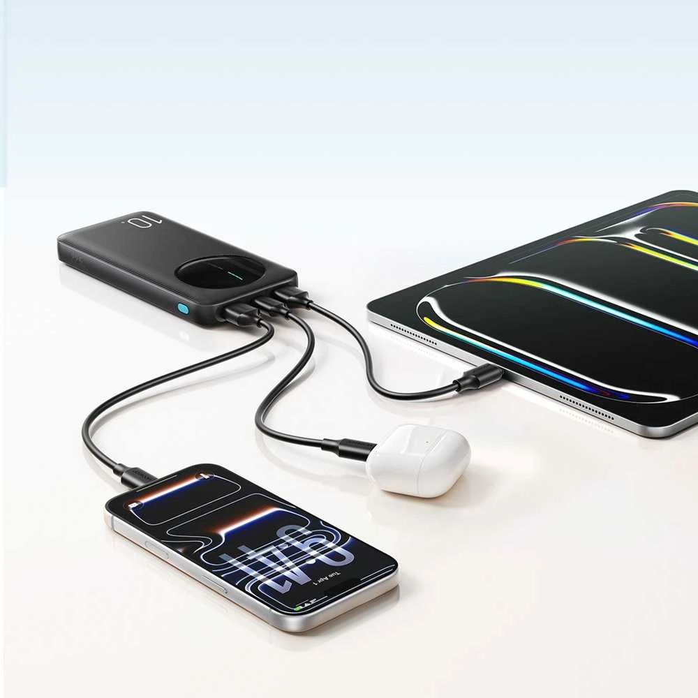 Joyroom JR-PBF12 Pro Powerbank 22.5W 10000mAh with Digital Ekranas 2x USB-A 1x USB-C - Juodas