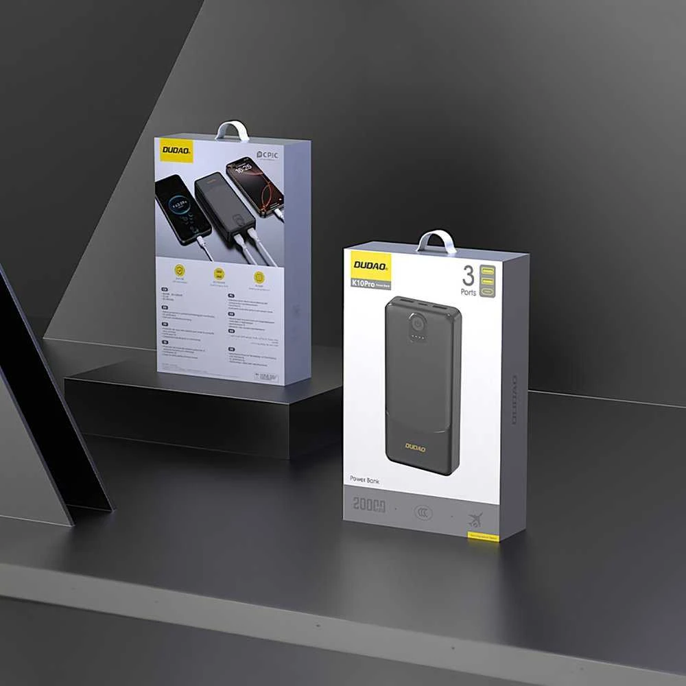 Dudao K10Pro Power Bank 2.4A 20000mAh 2 x USB-A - Juodas