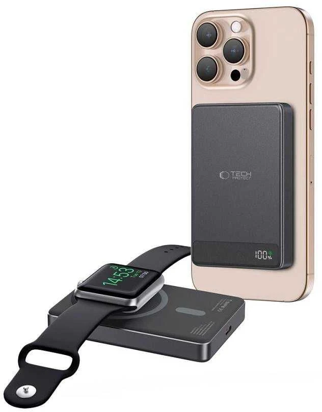 „Tech-Protect PB33 LifeMag MagSafe 5000mAh“ išorinė baterija – juodos spalvos