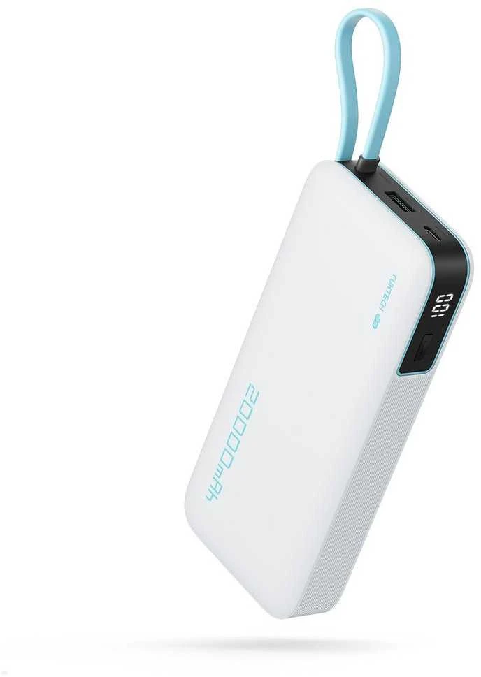 Cuktech CUKP200NGLLG 55W 20000mAh išorinė baterija su integruotu USB-C laidu - Baltas