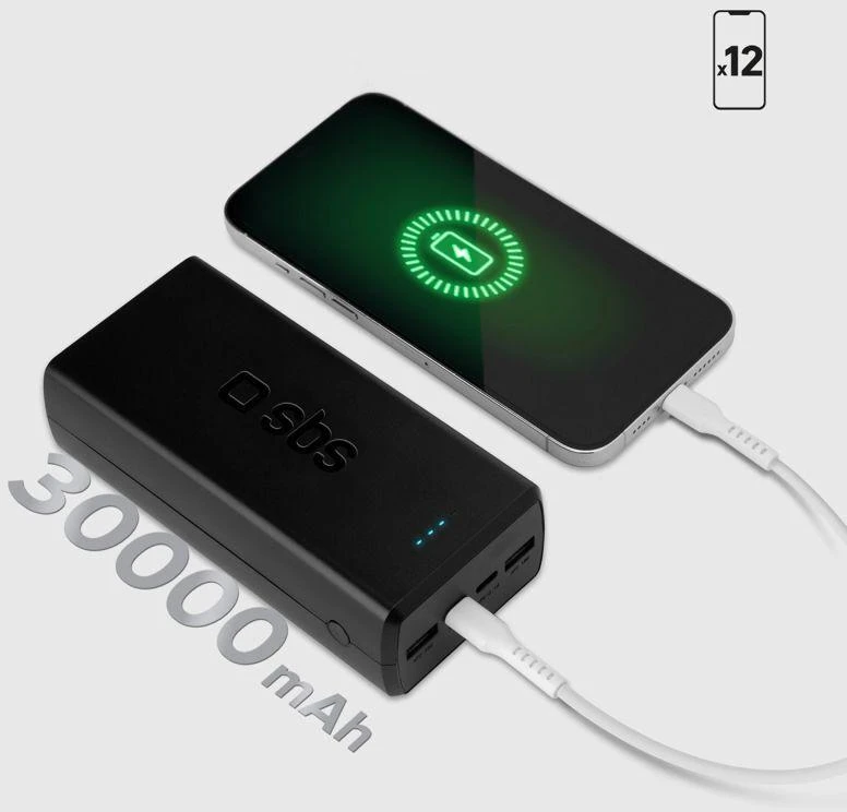 Powerbankas SBS TTBB30000PD20K 30000 mAh 2 x USB-C 2 x USB-A - juodas