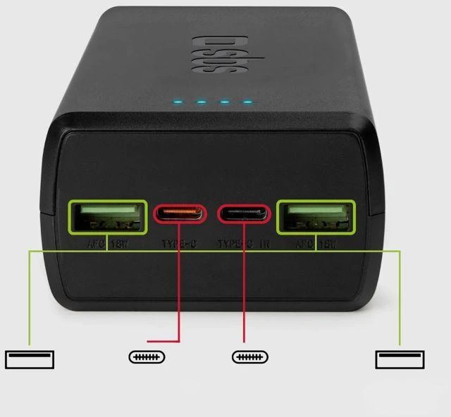Powerbankas SBS TTBB30000PD20K 30000 mAh 2 x USB-C 2 x USB-A - juodas