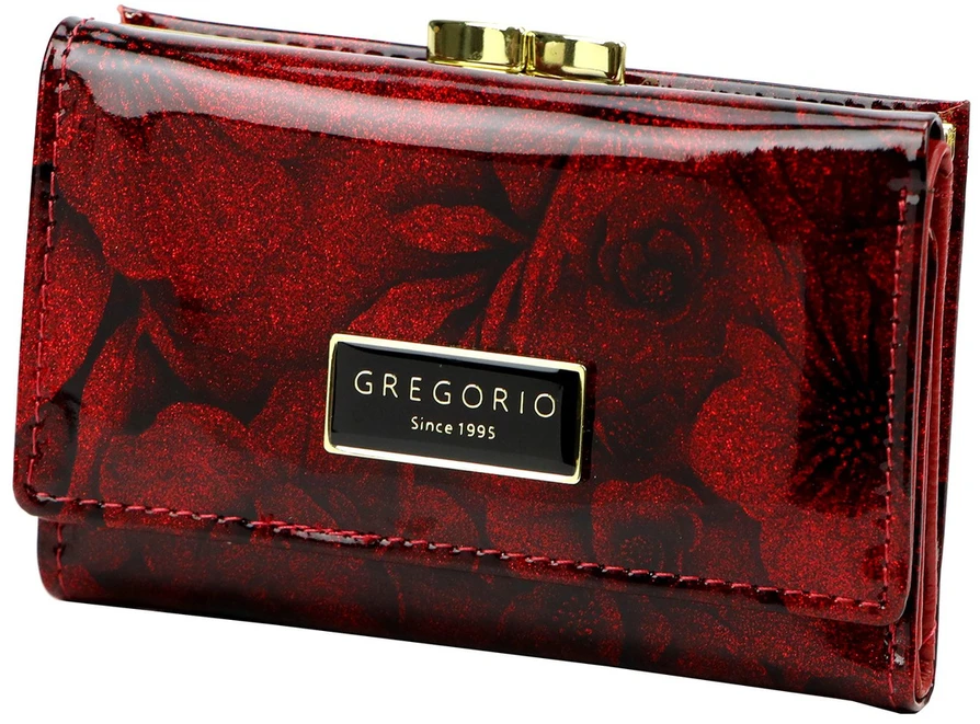 Poziomy portfel damski Gregorio FRL-117 w kwiaty su biglem