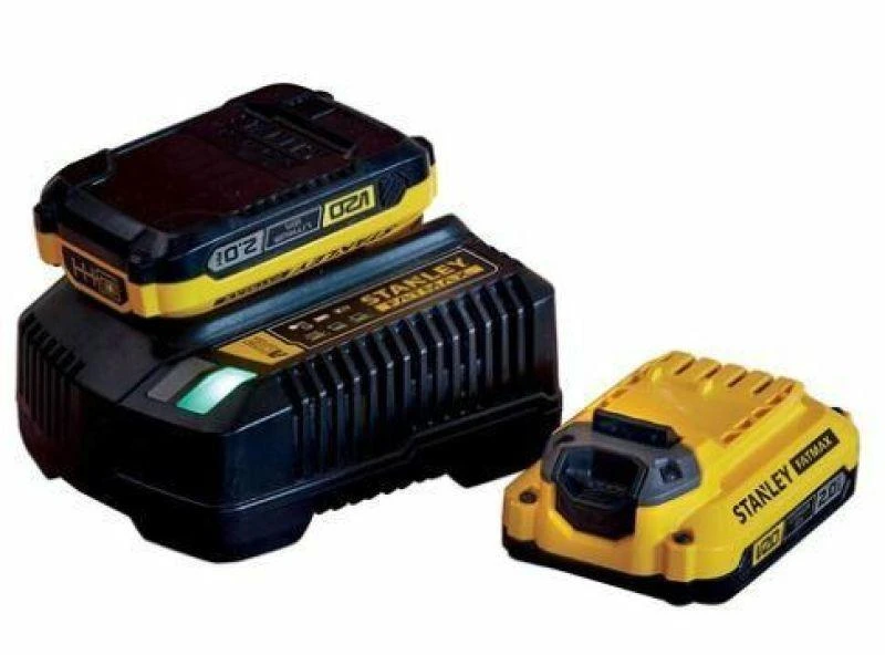 Priedų rinkinys Stanley Starter Set V20; 18 V; 2x2,0 Ah + pakrovėjas