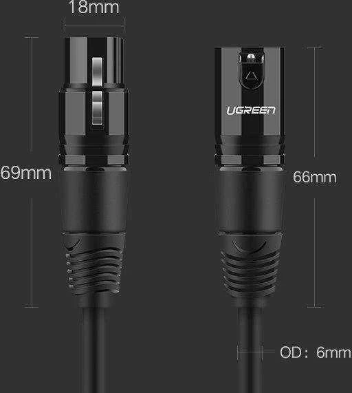 XLR lizdas XLR kištukinis kabelis UGREEN 20710B - 2m (juodas)