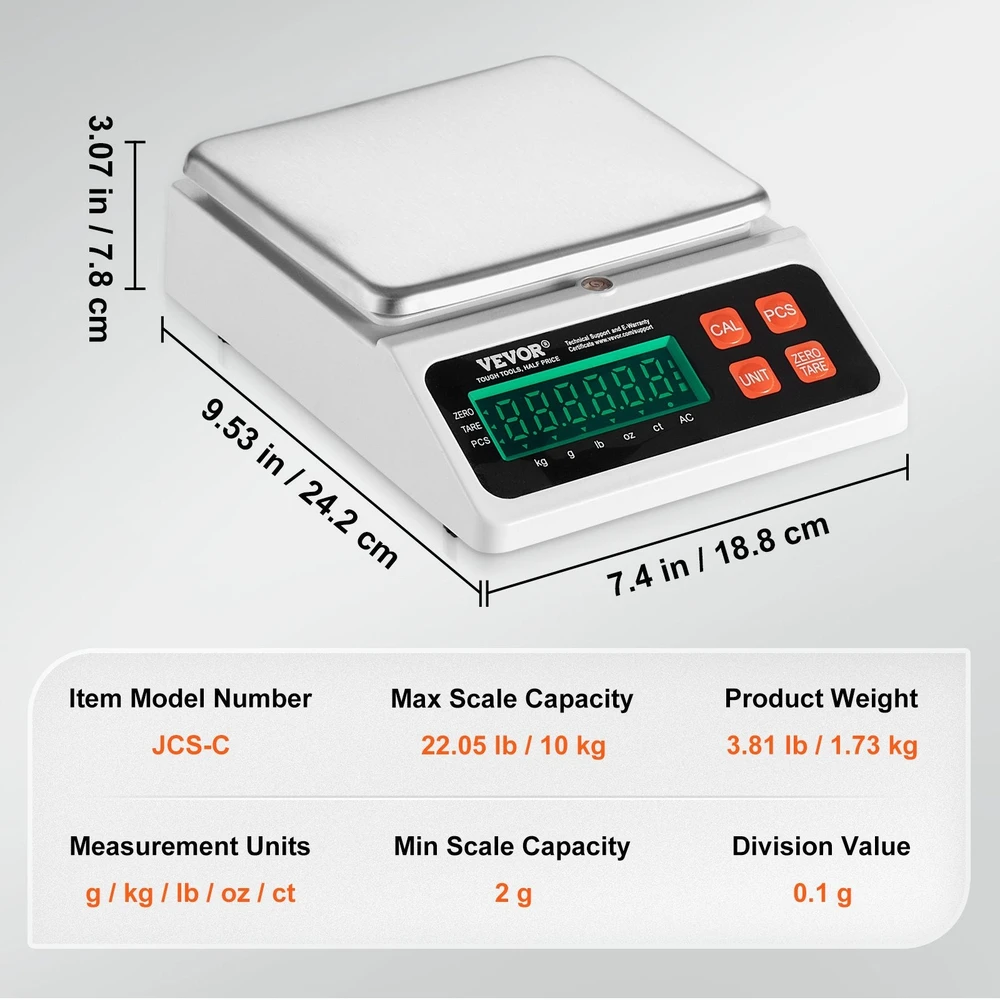 Virtuvinės svarstyklės VEVOR Elektroninės dalelių skaičiavimo svarstyklės 10 kg
