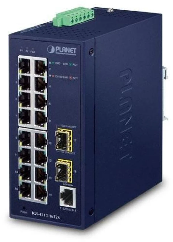 Šakotuvas PLANET IGS-4215-16T2S tinklo komutatorius Valdomas L2/L4 Gigabit Ethernet (10/100/1000) Mėlyna