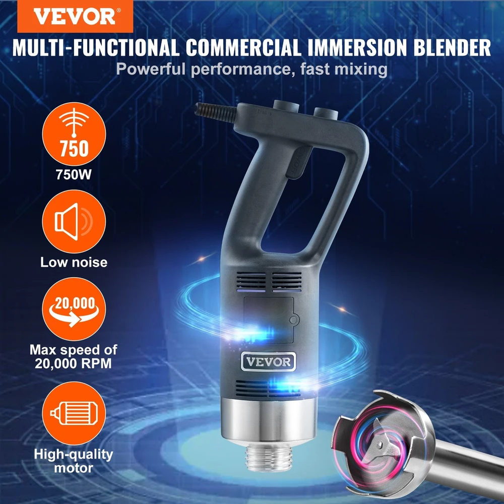 VEVOR Komercinis rankinis maišytuvas, 750W, kintamo greičio