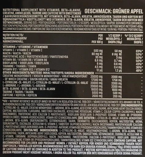 Pre-workout milteliai AK47 Labs Schizo 400g, obuolių skonio