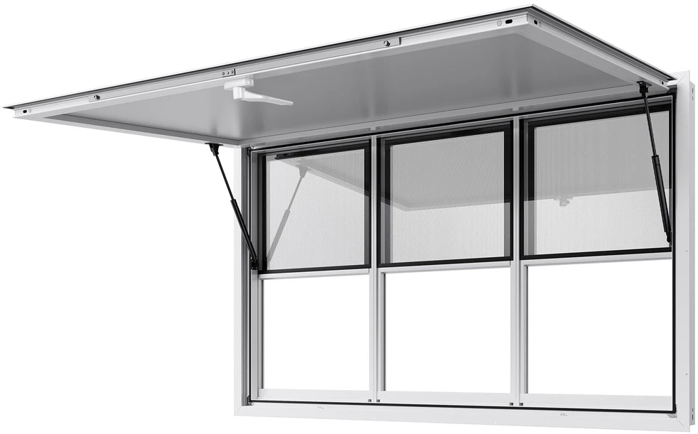 VEVOR 152x92 cm kiosko langas su stogeliu maisto furgonui