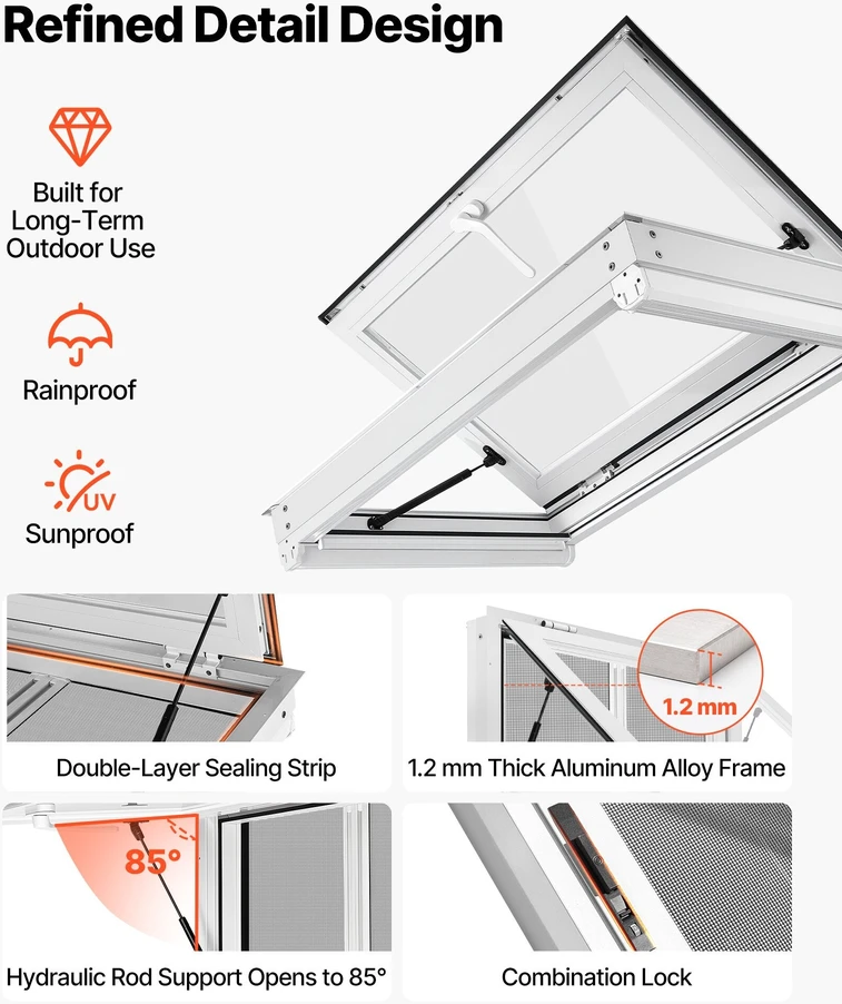 Prekybinis langas VEVOR FCBWCK36*24YXSC, 915x610 mm