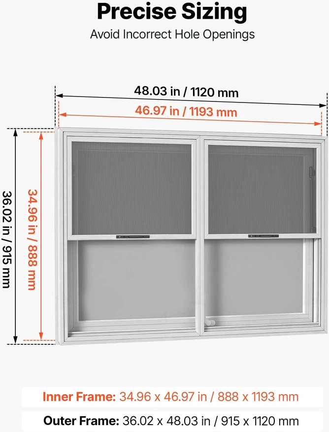 Prekybinis langas VEVOR FCBWCK4836SXHD2, 1220x915 mm