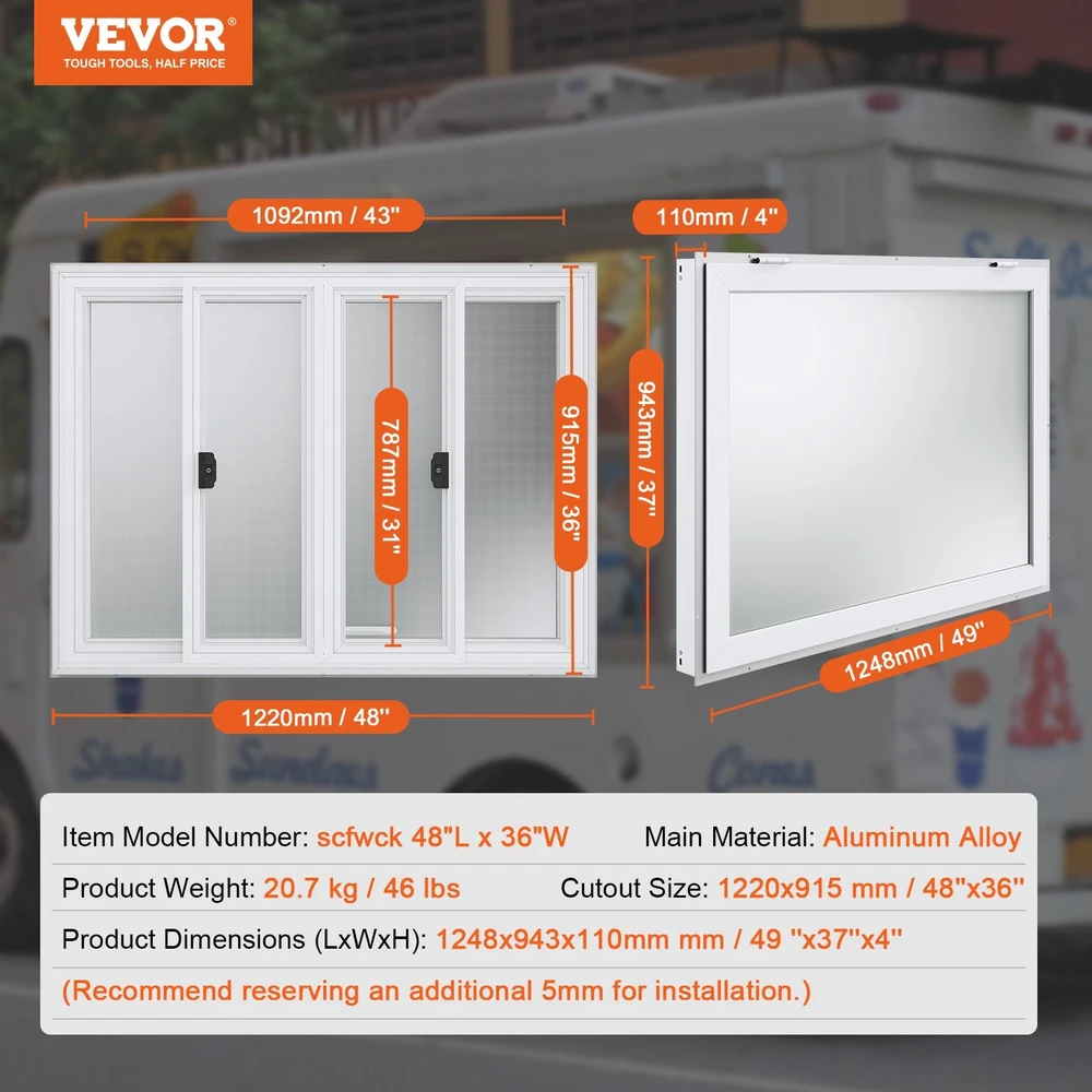 Vevor 122 cm x 91 cm maisto sunkvežimio tentas