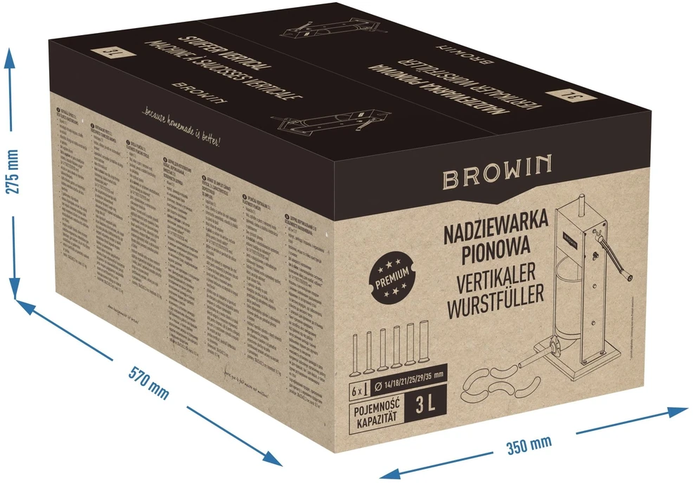 Premium vertikalus dešrų kimštuvas 3L
