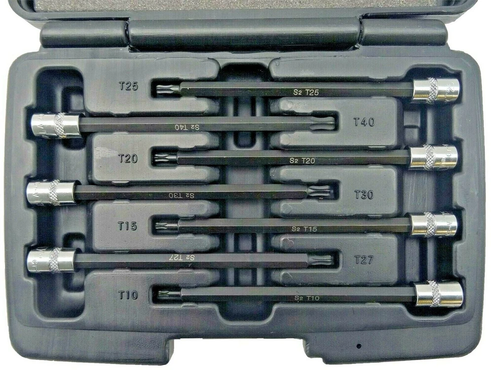 PRESUOTŲ ANTGALIŲ RINKINYS | 6,3 MM (1/4") | T-STAR (TORX) S2 | T10–T40 | 7 VNT. (S1107)