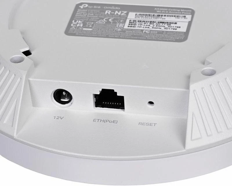 Maršrutizatorius TP-LINK | AX3000 lubinis „WiFi 6“ prieigos taškas | EAP650 | 802.11ax | 2.4GHz/5GHz | 2402+574 Mbit/s | 10/100/1000 Mbit/s | Ethernet LAN (RJ-45) jungtys: 1 | MU-MiMO: Taip | PoE įvestis | Antenos tipas: vidinė, universali