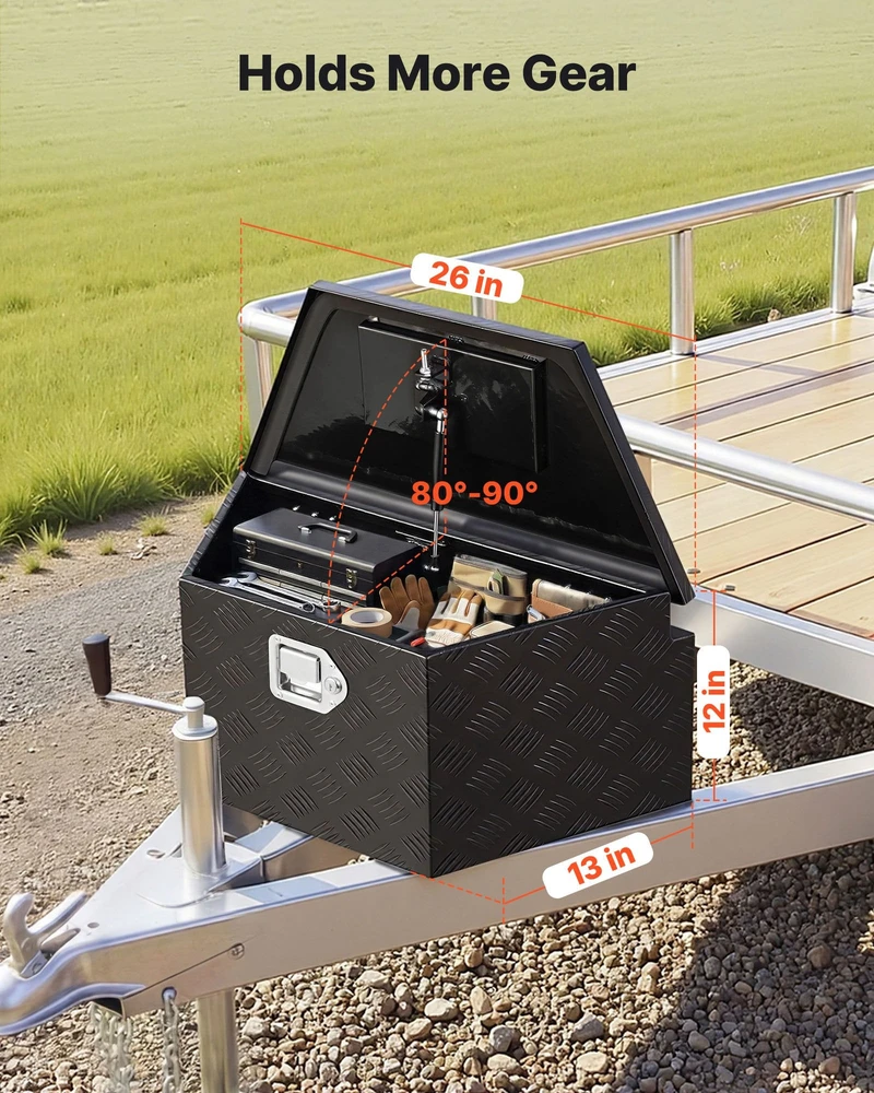 VEVOR Juodos aliuminio priekabos daiktadėžė 660 x 330 x 305 mm