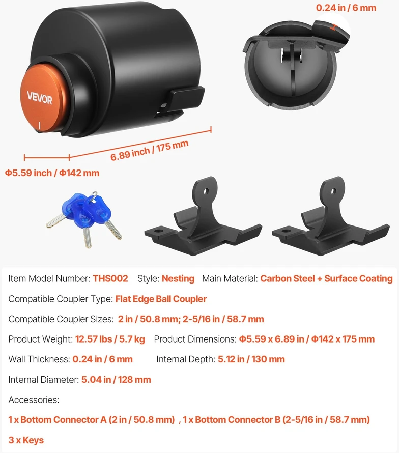 VEVOR Priekabos sukabinimo spynelė iki 50 mm
