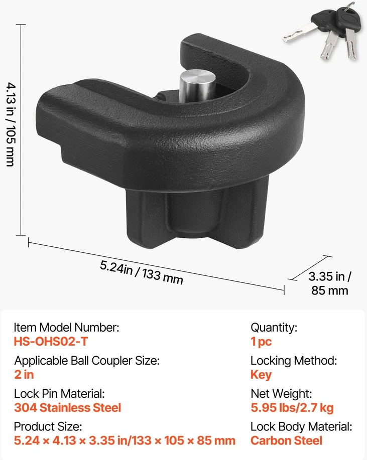 VEVOR Priekabos spynos užraktas 50 mm sankaboms