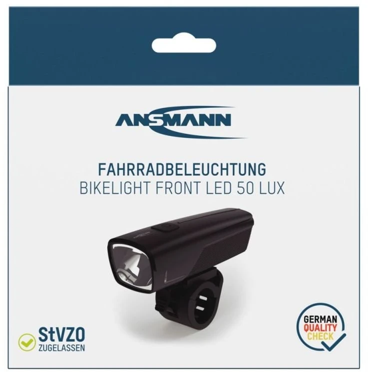 Lampka rowerowa przednia LED ANSMANN 1600-0524 50lx 2600mAh 2W juoda