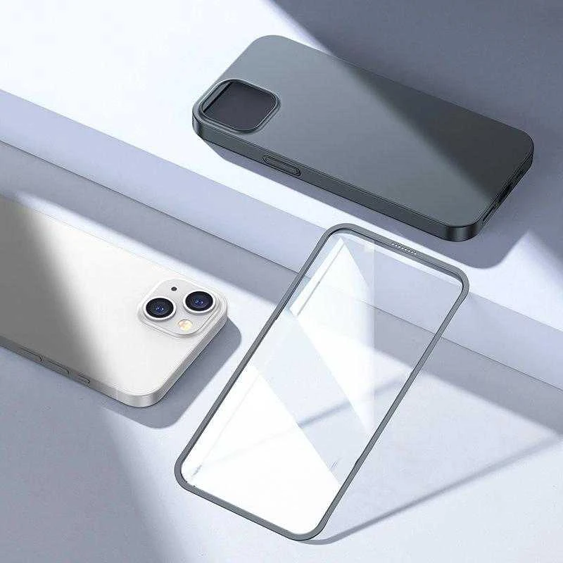 Joyroom 360 priekinis ir galinis dangtelis telefonui Apple iPhone 13 + apsauginis ekrano stiklas pilkas (JR-BP927 tranish)