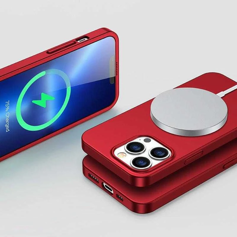 Joyroom 360 priekinis ir galinis dangtelis telefonui Apple iPhone 13 Pro Max + apsauginis ekrano stiklas raudonos spalvos (JR-BP928 red)