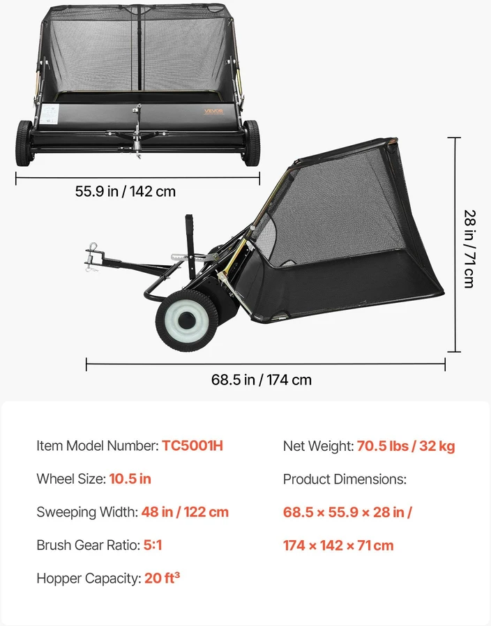 VEVOR Tempimo vejapjovė su 122cm šluoste
