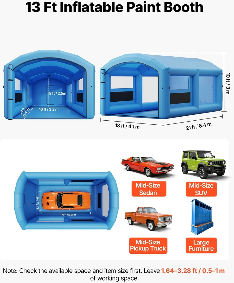VEVOR Pripučiama dažymo kabina 6,4 x 4,1 x 3 m
