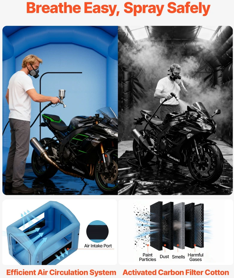 VEVOR Pripučiama dažymo kamera, 3 x 2,5 x 2,5 m