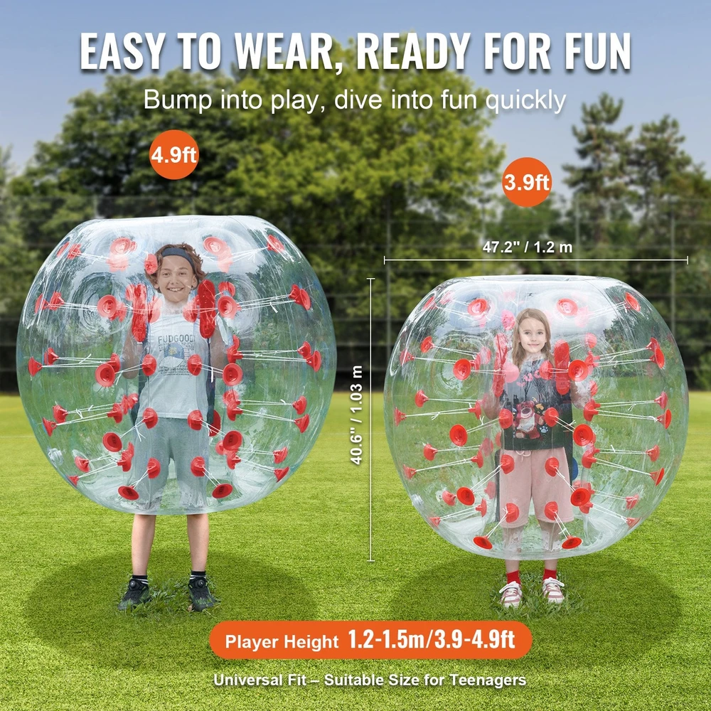 VEVOR Pripučiamas buferinis kamuolys 1vnt, 1.2 m zorb kamuoliai