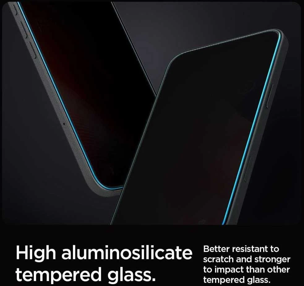 Apsauginis stiklas Apple iPhone 16 Pro / 17 / 17 Pro Spigen Glas.tr „EZ Fit” Privacy 2-pack