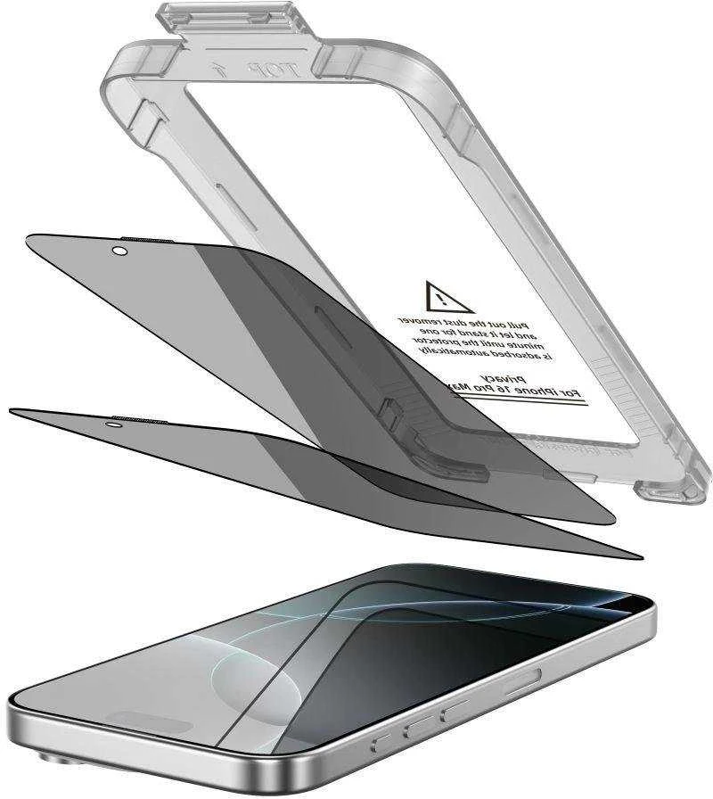 „Tech-Protect Quick Set Spy+“ privatumo stiklų, skirtų „iPhone 16 Pro Max“, 2 vnt. pakuotėje