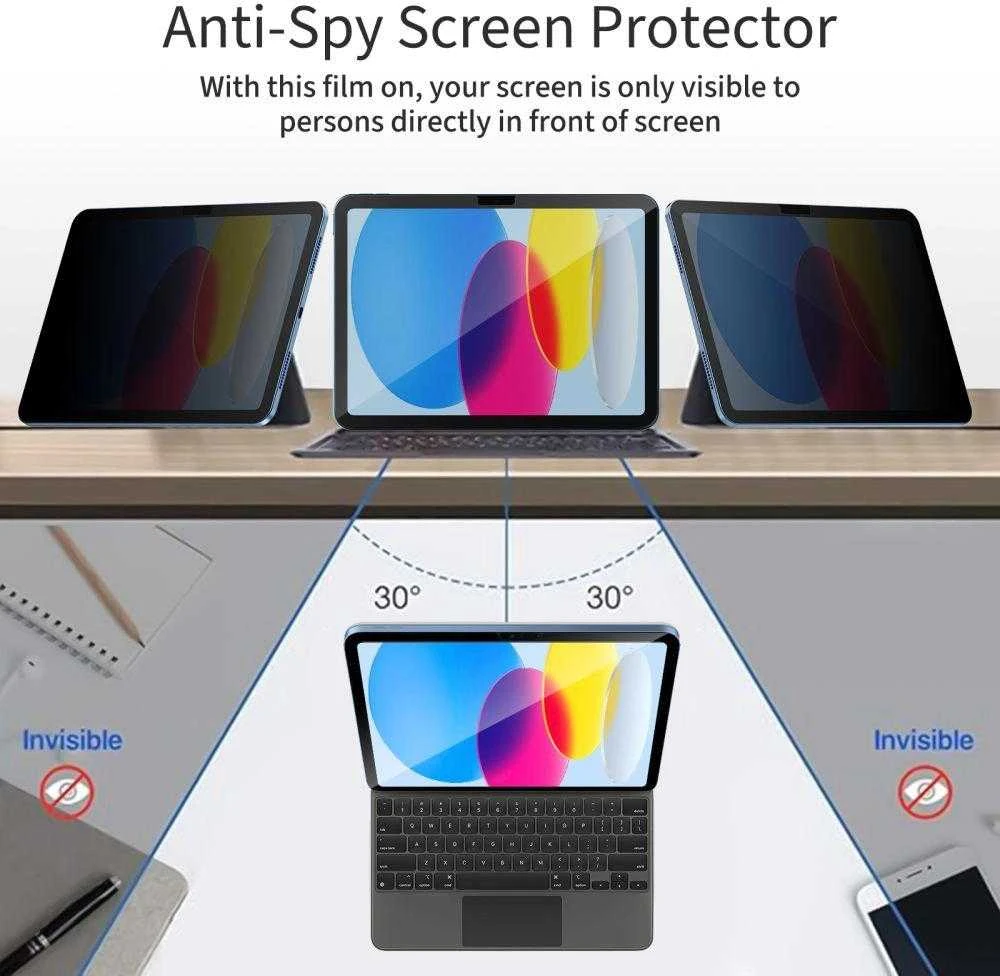 „Tech-Protect Glass Spy+“ privatumo stiklas, skirtas „iPad 10.9“ (2022 m.) / „iPad 11“ (2025 m.)