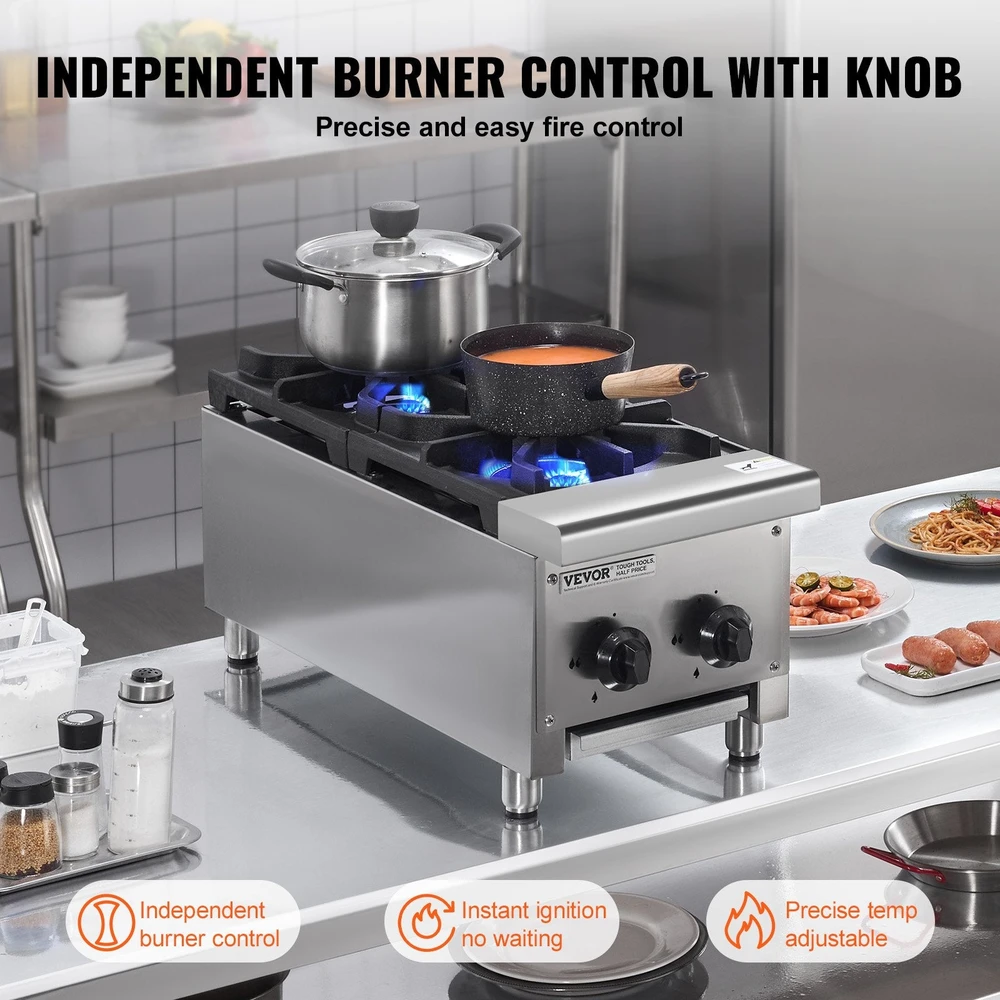 VEVOR Dujinė viryklė su 2 kaitvietėmis