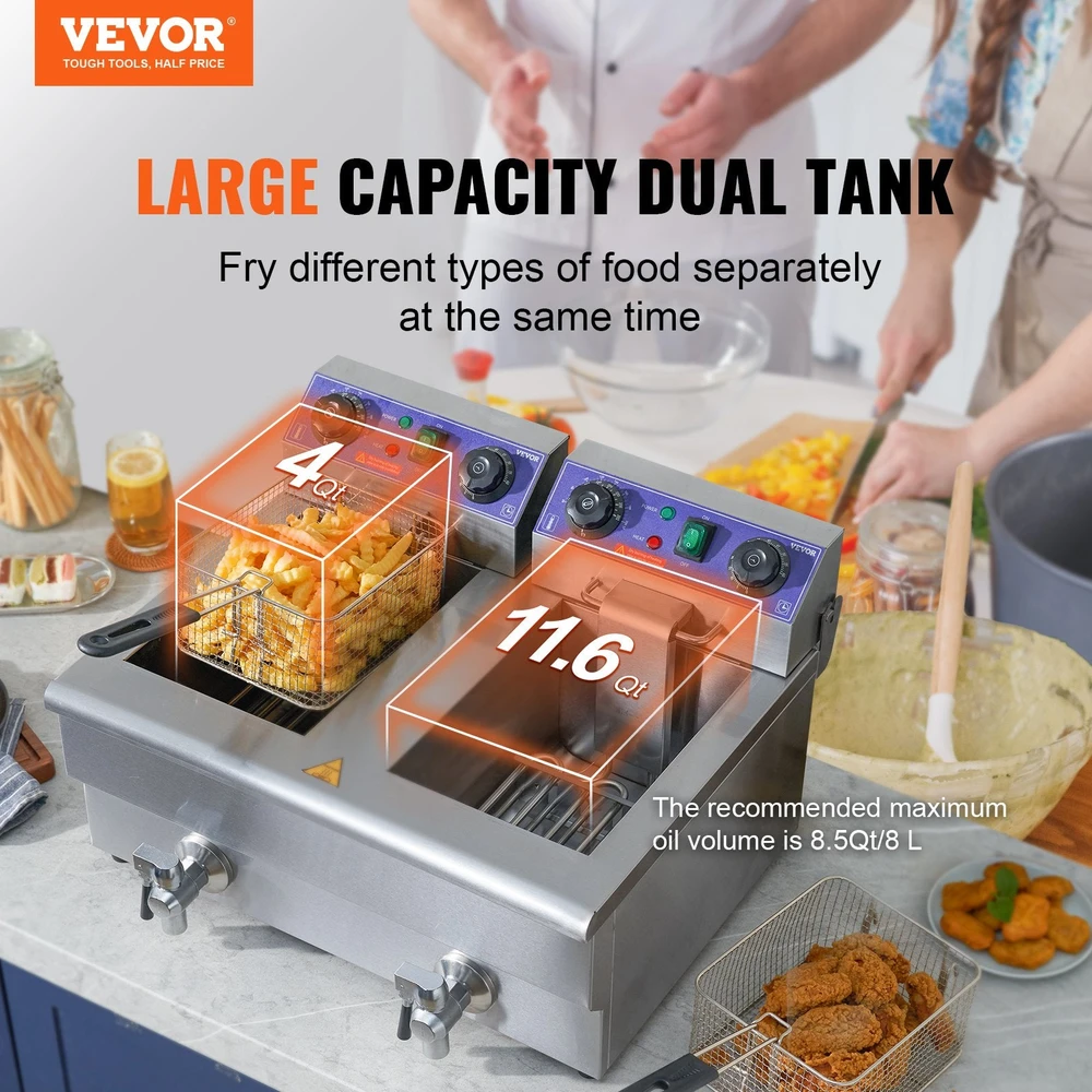 VEVOR Elektrinė dviguba gruzdintuvė, 6000W